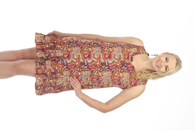 Ruffle Print Short Tank Dress - Rust